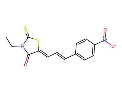 3-ethyl-5-[3-(4-nitrophenyl)prop-2-enylidene]-2-sulfanylidene-1,3-thiazolidin-4-one structure