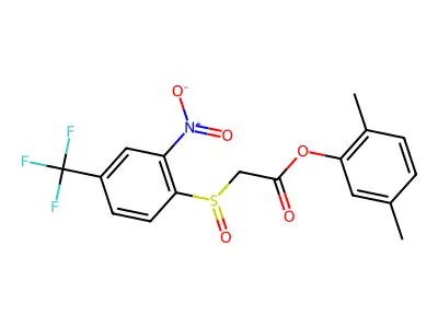 (2,5-Dimethylphenyl) 2-[2-nitro-4-(trifluoromethyl)phenyl]sulfinylacetate structure