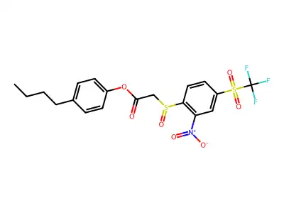 (4-Butylphenyl) 2-[2-nitro-4-(trifluoromethylsulfonyl)phenyl]sulfinylacetate structure