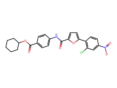 Cyclohexyl 4-[[5-(2-chloro-4-nitro-phenyl)furan-2-carbonyl]amino]benzoate structure
