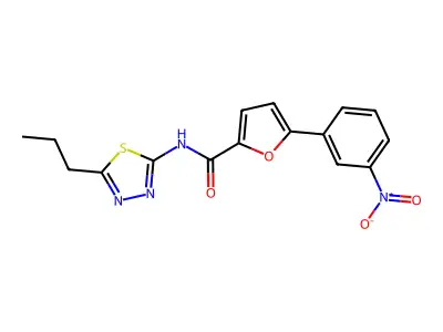 5-(3-nitrophenyl)-N-(5-propyl-1,3,4-thiadiazol-2-yl)furan-2-carboxamide structure