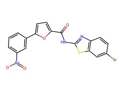 N-(6-bromobenzothiazol-2-yl)-5-(3-nitrophenyl)furan-2-carboxamide structure