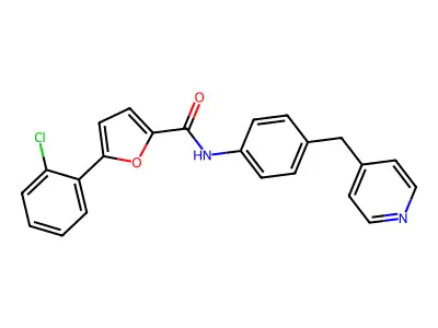 5-(2-chlorophenyl)-N-[4-(pyridin-4-ylmethyl)phenyl]furan-2-carboxamide structure