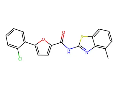 5-(2-chlorophenyl)-N-(4-methyl-1,3-benzothiazol-2-yl)furan-2-carboxamide structure