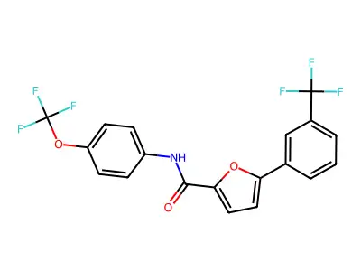 N-[4-(trifluoromethoxy)phenyl]-5-[3-(trifluoromethyl)phenyl]furan-2-carboxamide structure