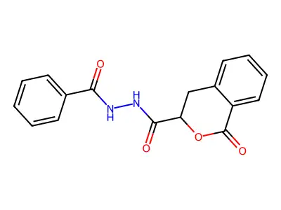 N'-benzoyl-1-oxo-3,4-dihydroisochromene-3-carbohydrazide structure