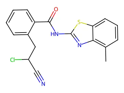2-(2-chloro-2-cyanoethyl)-N-(4-methyl-1,3-benzothiazol-2-yl)benzamide structure