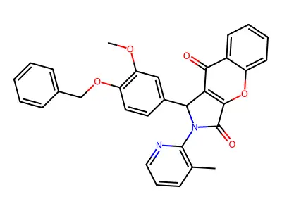 1-(3-methoxy-4-phenylmethoxyphenyl)-2-(3-methylpyridin-2-yl)-1H-chromeno[2,3-c]pyrrole-3,9-dione structure