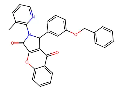2-(3-methylpyridin-2-yl)-1-(3-phenylmethoxyphenyl)-1H-chromeno[2,3-c]pyrrole-3,9-dione structure