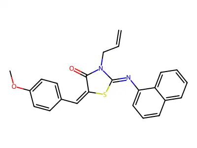 5-[(4-methoxyphenyl)methylidene]-2-naphthalen-1-ylimino-3-prop-2-enyl-1,3-thiazolidin-4-one structure