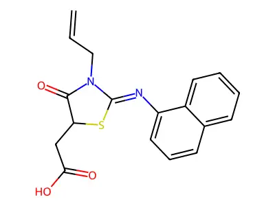 2-(2-naphthalen-1-ylimino-4-oxo-3-prop-2-enyl-1,3-thiazolidin-5-yl)acetic Acid structure