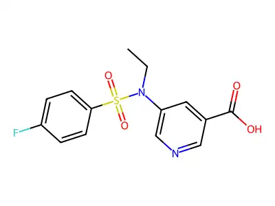 5-[Ethyl-(4-fluorophenyl)sulfonylamino]pyridine-3-carboxylic acid structure