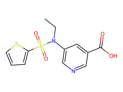 5-[Ethyl(thiophen-2-ylsulfonyl)amino]pyridine-3-carboxylic acid structure