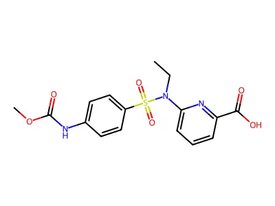 6-(Ethyl{4-[(methoxycarbonyl)amino]benzene-1-sulfonyl}amino)pyridine-2-carboxylic acid structure