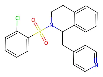 2-(2-chlorophenyl)sulfonyl-1-(pyridin-4-ylmethyl)-3,4-dihydro-1H-isoquinoline structure