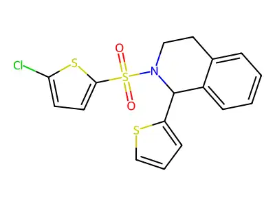 2-(5-chlorothiophen-2-yl)sulfonyl-1-thiophen-2-yl-3,4-dihydro-1H-isoquinoline structure