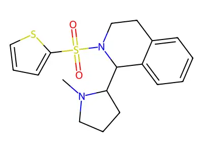 1-(1-methylpyrrolidin-2-yl)-2-thiophen-2-ylsulfonyl-3,4-dihydro-1H-isoquinoline structure