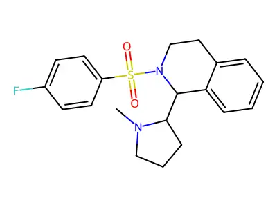 2-(4-fluorophenyl)sulfonyl-1-(1-methylpyrrolidin-2-yl)-3,4-dihydro-1H-isoquinoline structure