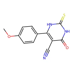 1,2,3,4-Tetrahydro-6-(4-methoxyphenyl)-4-oxo-2-thioxo-5-pyrimidinecarbonitrile structure