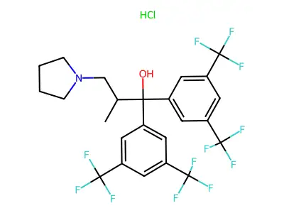 1-Pyrrolidinepropanol, alpha,alpha-bis(3,5-bis(trifluoromethyl)phenyl)-beta-methyl-, hydrochloride structure