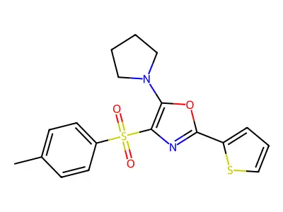 5-(Pyrrolidin-1-yl)-2-(thiophen-2-yl)-4-tosyloxazole structure