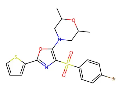 4-[4-(4-Bromobenzene-1-sulfonyl)-2-(thiophen-2-yl)-1,3-oxazol-5-yl]-2,6-dimethylmorpholine structure