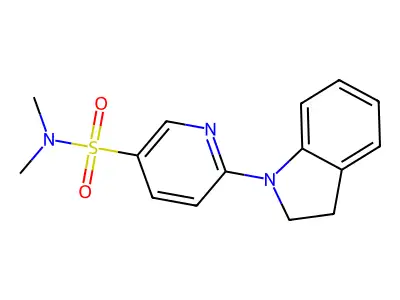 6-(2,3-dihydroindol-1-yl)-N,N-dimethylpyridine-3-sulfonamide structure