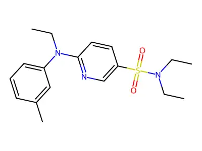 N,N-diethyl-6-[ethyl-(3-methylphenyl)amino]pyridine-3-sulfonamide structure