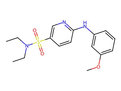 N,N-diethyl-6-(3-methoxyanilino)pyridine-3-sulfonamide structure