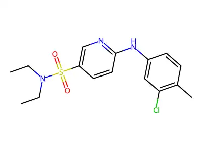 6-(3-chloro-4-methylanilino)-N,N-diethylpyridine-3-sulfonamide structure
