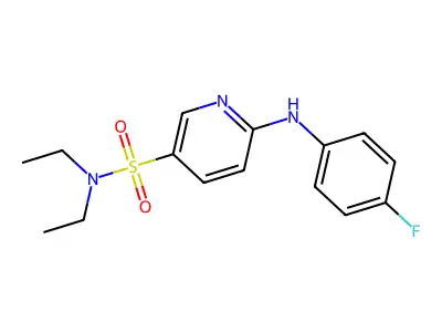 N,N-diethyl-6-(4-fluoroanilino)pyridine-3-sulfonamide structure