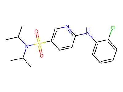 6-(2-chloroanilino)-N,N-di(propan-2-yl)pyridine-3-sulfonamide structure