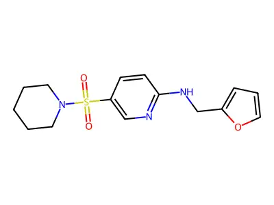 N-(furan-2-ylmethyl)-5-piperidin-1-ylsulfonylpyridin-2-amine structure