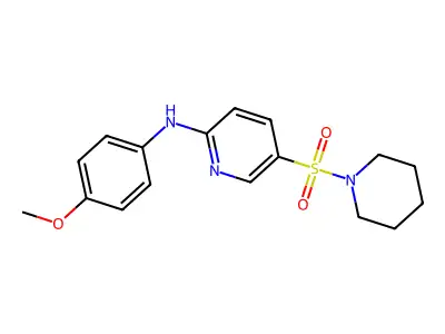N-(4-methoxyphenyl)-5-piperidin-1-ylsulfonylpyridin-2-amine structure
