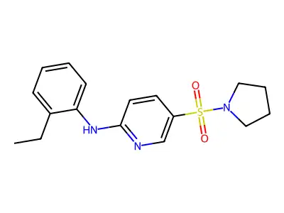 N-(2-ethylphenyl)-5-pyrrolidin-1-ylsulfonylpyridin-2-amine structure