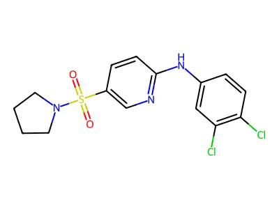 N-(3,4-dichlorophenyl)-5-pyrrolidin-1-ylsulfonyl-pyridin-2-amine structure