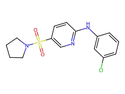 N-(3-chlorophenyl)-5-pyrrolidin-1-ylsulfonylpyridin-2-amine structure