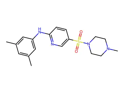N-(3,5-dimethylphenyl)-5-(4-methylpiperazin-1-yl)sulfonyl-pyridin-2-amine structure