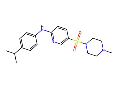 5-(4-methylpiperazin-1-yl)sulfonyl-N-(4-propan-2-ylphenyl)pyridin-2-amine structure