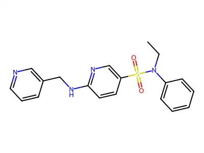 N-ethyl-N-phenyl-6-(pyridin-3-ylmethylamino)pyridine-3-sulfonamide structure