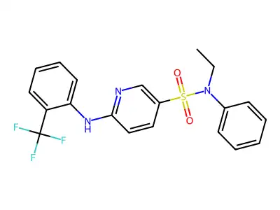 N-ethyl-N-phenyl-6-[2-(trifluoromethyl)anilino]pyridine-3-sulfonamide structure