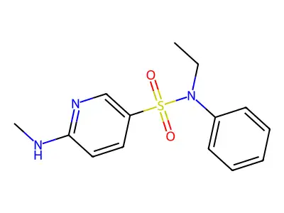 N-ethyl-6-methylamino-N-phenyl-pyridine-3-sulfonamide structure