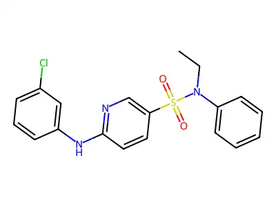 6-(3-chloroanilino)-N-ethyl-N-phenylpyridine-3-sulfonamide structure