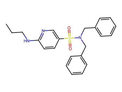 N,N-dibenzyl-6-(propylamino)pyridine-3-sulfonamide structure