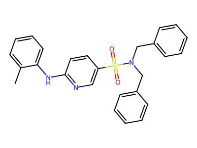 N,N-dibenzyl-6-[(2-methylphenyl)amino]pyridine-3-sulfonamide structure