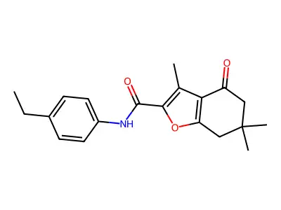 N-(4-ethylphenyl)-3,6,6-trimethyl-4-oxo-5,7-dihydro-1-benzofuran-2-carboxamide structure