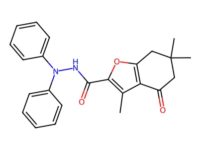3,6,6-trimethyl-4-oxo-N',N'-diphenyl-5,7-dihydro-1-benzofuran-2-carbohydrazide structure