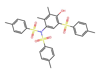N-[4-hydroxy-2,3-dimethyl-5-(4-methylphenyl)sulfonylphenyl]-4-methyl-N-(4-methylphenyl)sulfonylbenzenesulfonamide structure