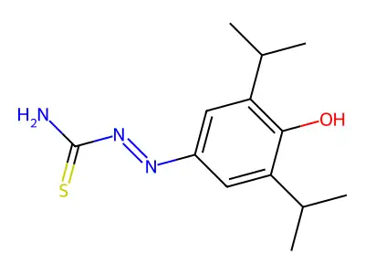 2-[4-Oxo-3,5-di(propan-2-yl)cyclohexa-2,5-dien-1-ylidene]hydrazine-1-carbothioamide structure