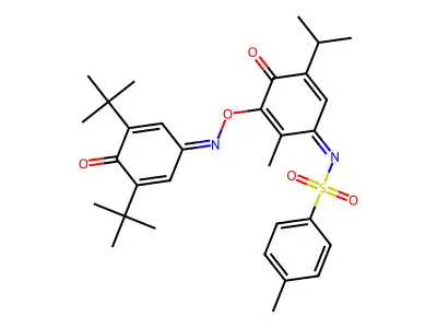N-[3-{[(3,5-Di-tert-butyl-4-oxocyclohexa-2,5-dien-1-ylidene)amino]oxy}-2-methyl-4-oxo-5-(propan-2-yl)cyclohexa-2,5-dien-1-ylidene]-4-methylbenzene-1-sulfonamide structure